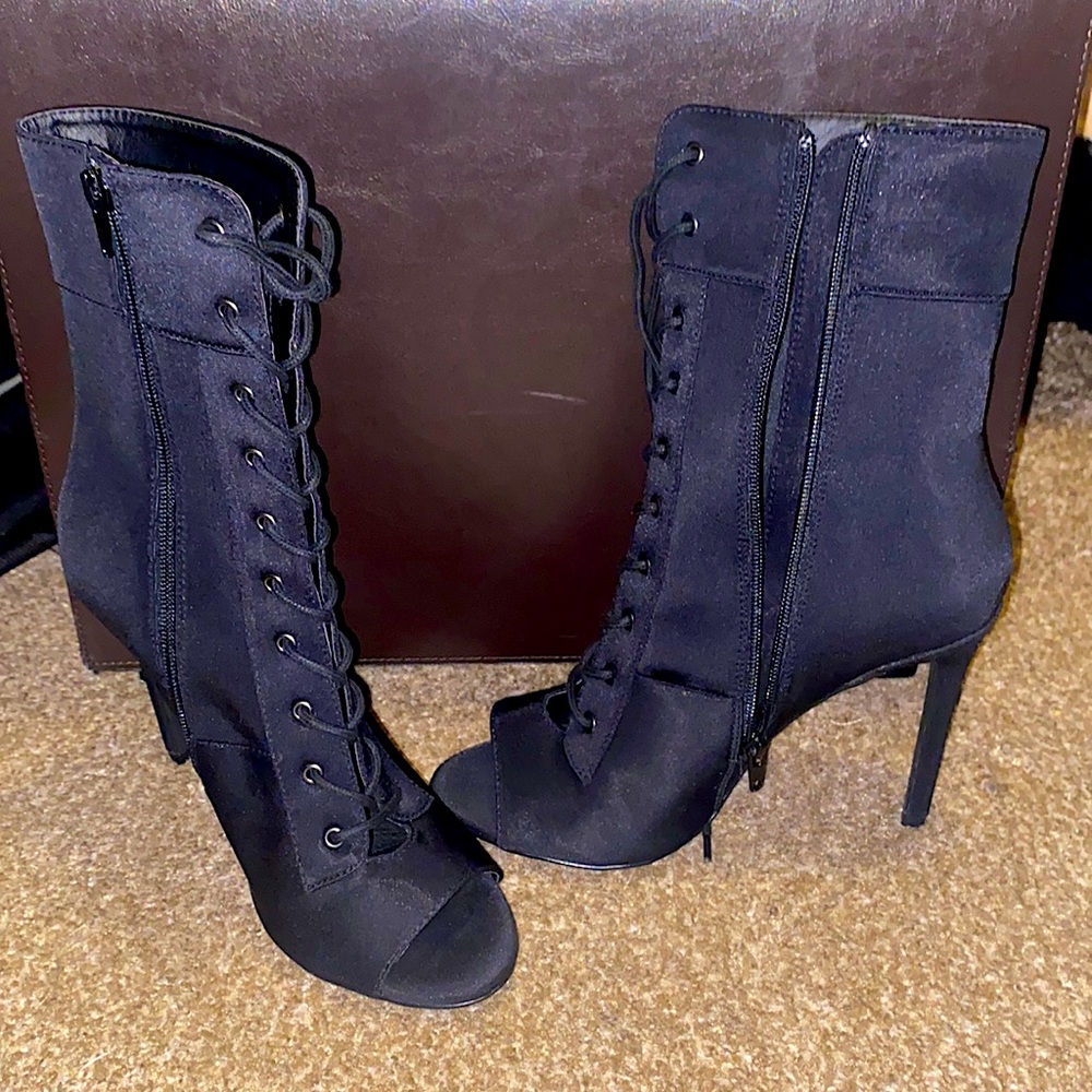 Ankle open toe stiletto boots